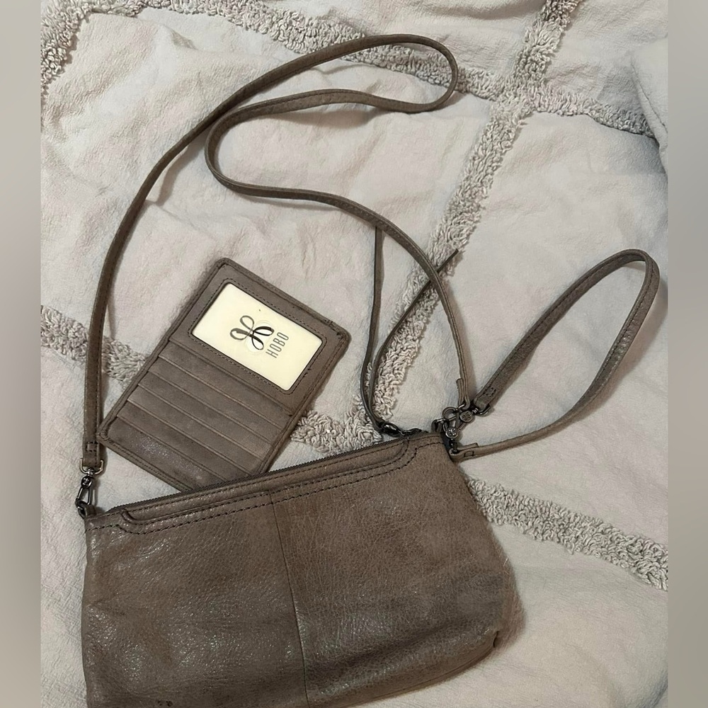 HOBO Darcy suede leather crossbody and Euro Card wallet Bundle